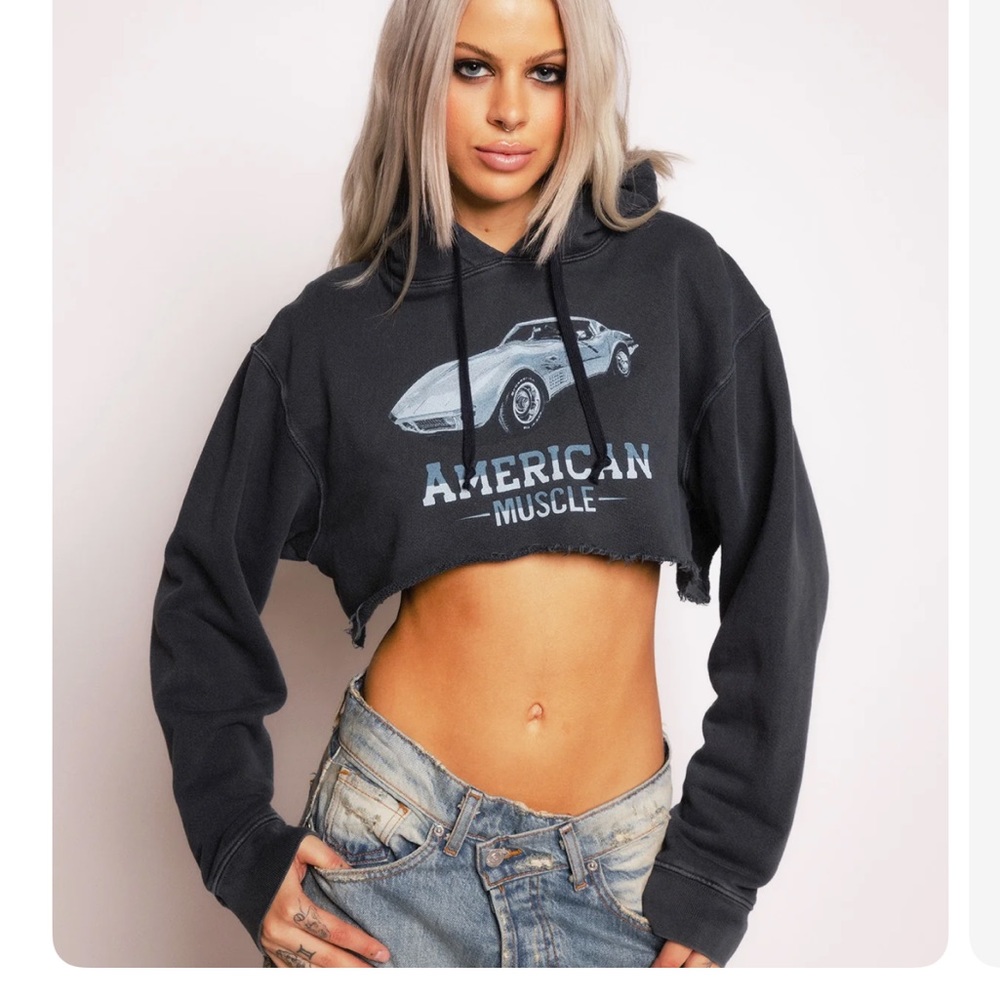 REVICE DENIM cropped hoodie one size NWOT vintage